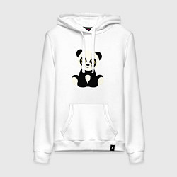 Толстовка-худи хлопковая женская Милая панда, цвет: белый