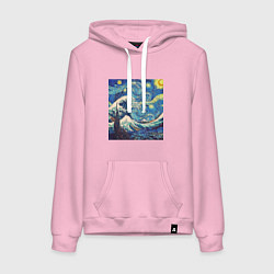 Толстовка-худи хлопковая женская Звездная ночь, цвет: светло-розовый