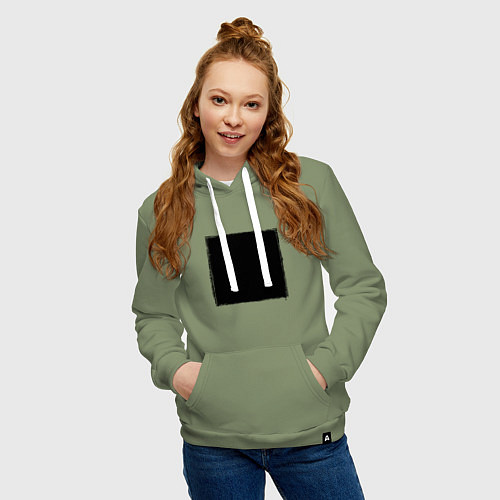 Женская толстовка-худи ЧЕРНЫЙ КВАДРАТ / Авокадо – фото 3