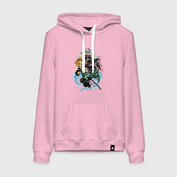 Толстовка-худи хлопковая женская KIMETSU NO YAIBA, цвет: светло-розовый