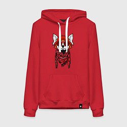 Толстовка-худи хлопковая женская Красная панда, цвет: красный