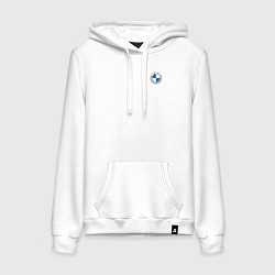 Толстовка-худи хлопковая женская BMW LOGO 2020, цвет: белый