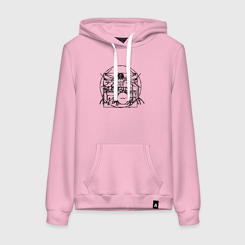 Женская толстовка-худи Витрувианский барабанщик / Светло-розовый – фото 1
