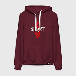 Толстовка-худи хлопковая женская SLIPKNOT, цвет: меланж-бордовый