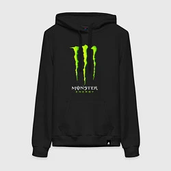 Толстовка-худи хлопковая женская MONSTER ENERGY, цвет: черный