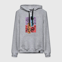 Толстовка-худи хлопковая женская Аска и Синдзи, Евангелион, цвет: меланж