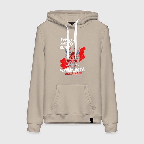 Женская толстовка-худи WELCOME TO NIGHT CITY / Миндальный – фото 1