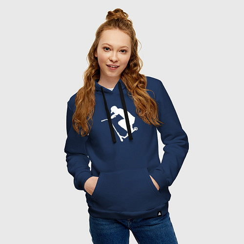 Женская толстовка-худи Самокат трюк фристайл экстрим / Тёмно-синий – фото 3
