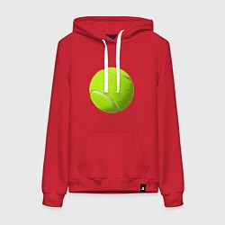 Толстовка-худи хлопковая женская Теннис, цвет: красный