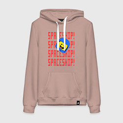 Толстовка-худи хлопковая женская Spaceship, цвет: пыльно-розовый