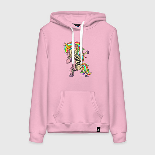 Женская толстовка-худи Единорог зомби / Светло-розовый – фото 1