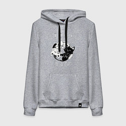 Толстовка-худи хлопковая женская Просто будь Котом, цвет: меланж