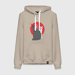 Толстовка-худи хлопковая женская Japan Cats Z, цвет: миндальный