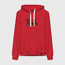 Толстовка-худи хлопковая женская Котики, цвет: красный