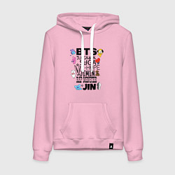 Толстовка-худи хлопковая женская BTS BT21, цвет: светло-розовый