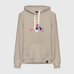 Толстовка-худи хлопковая женская Усаги и Луна, цвет: миндальный