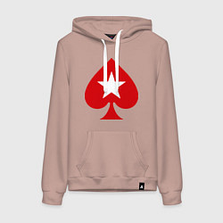 Толстовка-худи хлопковая женская Покер Пики Poker Stars, цвет: пыльно-розовый