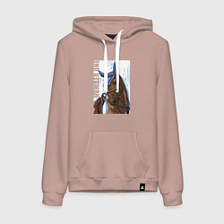 Толстовка-худи хлопковая женская Number one, цвет: пыльно-розовый