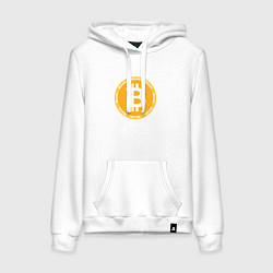 Толстовка-худи хлопковая женская Bitcoin Биткоин, цвет: белый