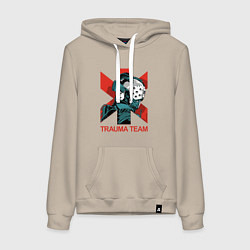 Толстовка-худи хлопковая женская TRAUMA TEAM Cyberpunk 2077, цвет: миндальный