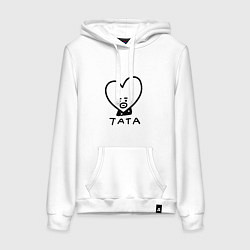 Толстовка-худи хлопковая женская BTS BT21 TATA, цвет: белый