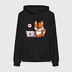 Женская толстовка-худи Cute fox and laptop