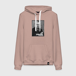 Толстовка-худи хлопковая женская Валерий Меладзе, цвет: пыльно-розовый