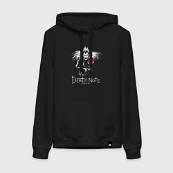 Толстовка-худи хлопковая женская DEATH NOTE ТЕТРАДЬ СМЕРТИ, цвет: черный