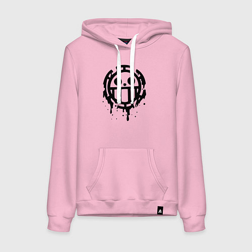 Женская толстовка-худи One Piece знак черной краской / Светло-розовый – фото 1