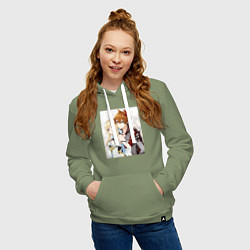 Толстовка-худи хлопковая женская Lumine and tartaglia, цвет: авокадо — фото 2