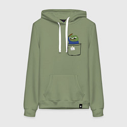Толстовка-худи хлопковая женская Pepe simp, цвет: авокадо