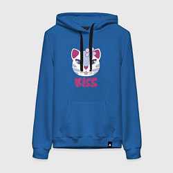 Толстовка-худи хлопковая женская Kiss Cat, цвет: синий