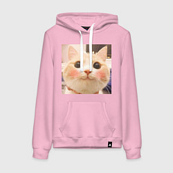 Толстовка-худи хлопковая женская Мем про котов, цвет: светло-розовый