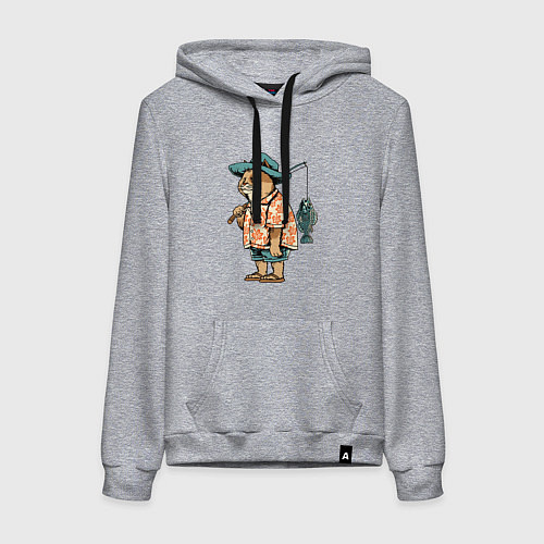 Женская толстовка-худи Кот рыбак / Меланж – фото 1