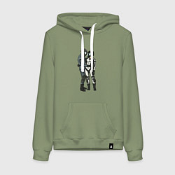 Толстовка-худи хлопковая женская Влюблённые мотоциклисты, цвет: авокадо