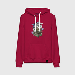 Толстовка-худи хлопковая женская Волчья стая, цвет: маджента