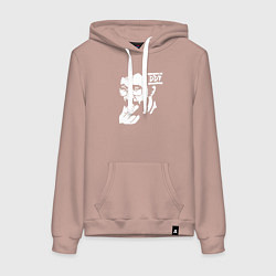 Толстовка-худи хлопковая женская DDT Юрий Шевчук, цвет: пыльно-розовый