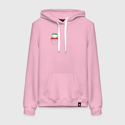 Толстовка-худи хлопковая женская Картман в кармане, цвет: светло-розовый