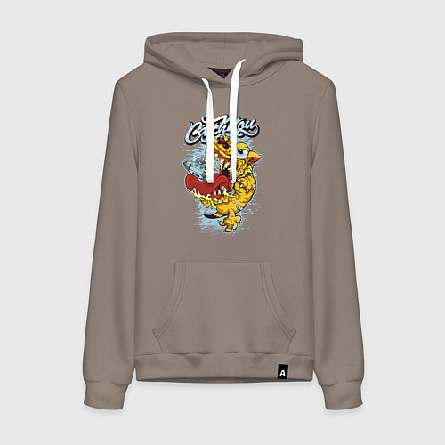 Женская толстовка-худи Монстр съедает НЛО / Утренний латте – фото 1