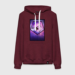 Толстовка-худи хлопковая женская Удильщик, цвет: меланж-бордовый