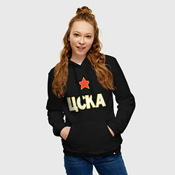 Толстовка-худи хлопковая женская ЦСКА, цвет: черный — фото 2