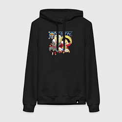 Толстовка-худи хлопковая женская Малыши Зоро и Луффи One Piece, цвет: черный