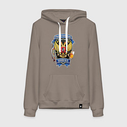 Толстовка-худи хлопковая женская РЫБОЛОВНЫЕ ВОЙСКА, цвет: утренний латте