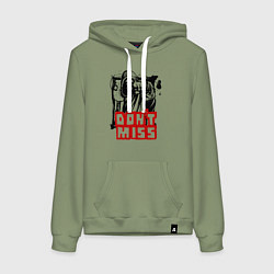 Толстовка-худи хлопковая женская Мужчина с пистолетом, цвет: авокадо