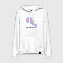 Толстовка-худи хлопковая женская Люблю Армению, цвет: белый