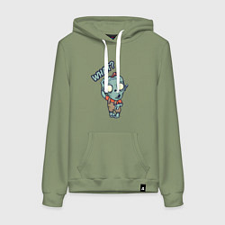 Толстовка-худи хлопковая женская What??, цвет: авокадо