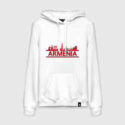 Толстовка-худи хлопковая женская Armenia in Red, цвет: белый