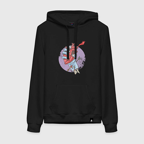 Женская толстовка-худи Zombie Heart / Черный – фото 1