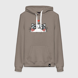 Толстовка-худи хлопковая женская Котя влюбился, цвет: утренний латте