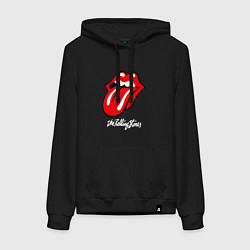 Толстовка-худи хлопковая женская Rolling Stones Роллинг Стоунз, цвет: черный